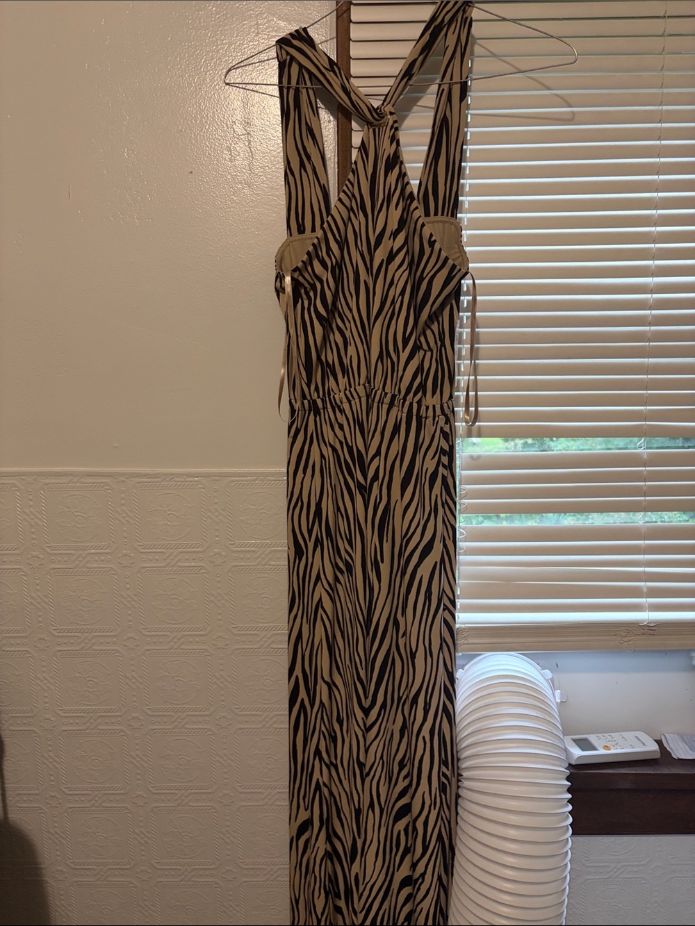 INC International Concepts Beige and Black Zebra-Print Maxi Dress